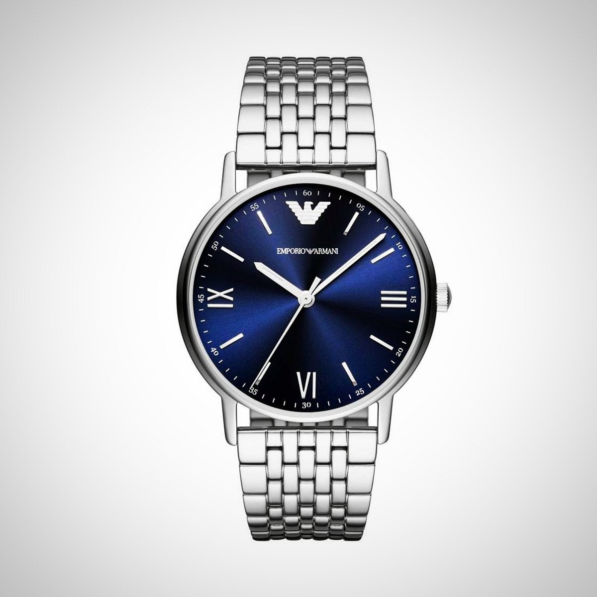 armani silver and blue watch