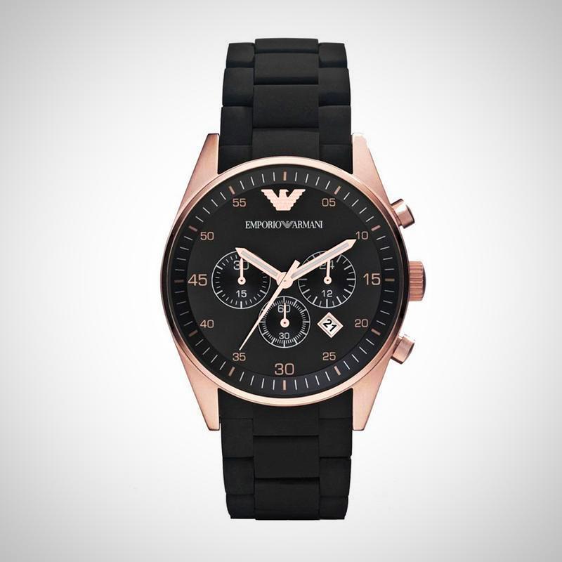 Stainless-Steel Black Dial Quartz Watch 