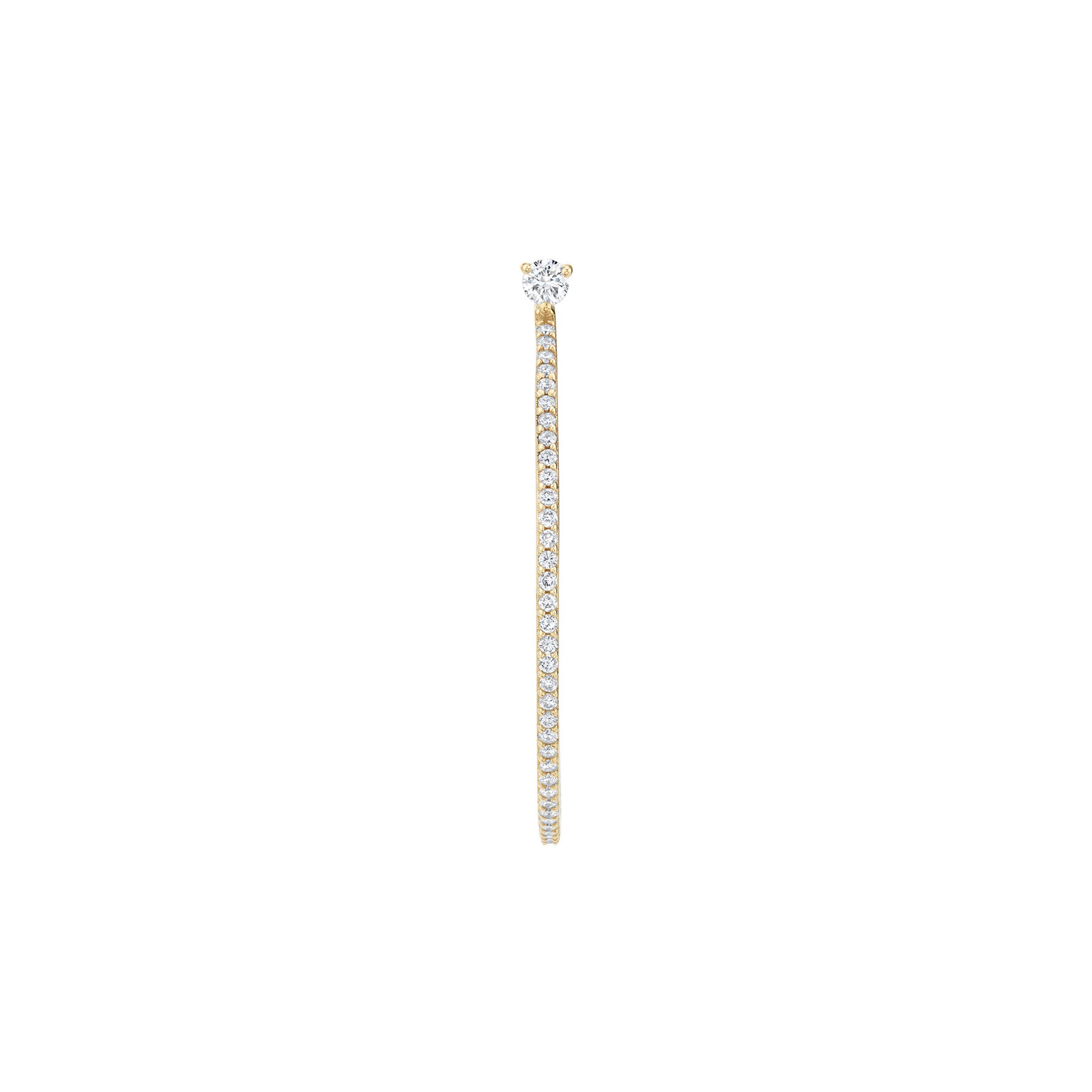 Solitaire Pavé Hoop Earring - White Diamond / 14k Yellow Gold