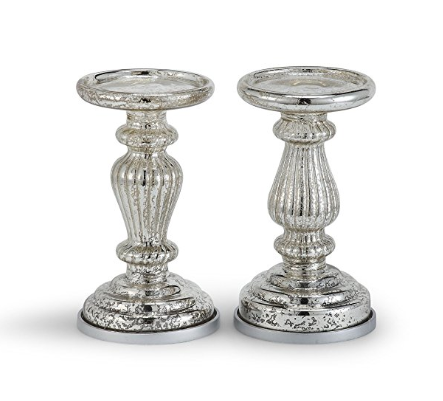 silver candle holders set of two