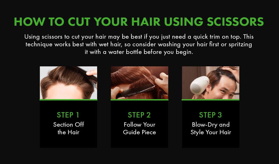 how to trim the top of your hair with scissors