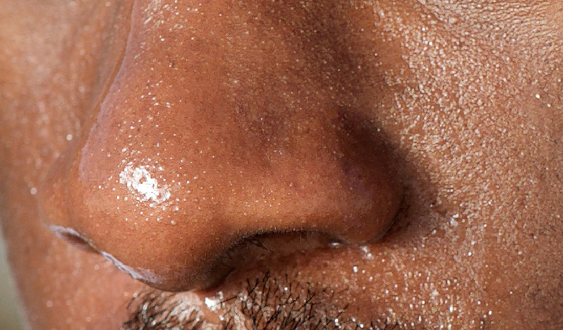man's nose with oily skin