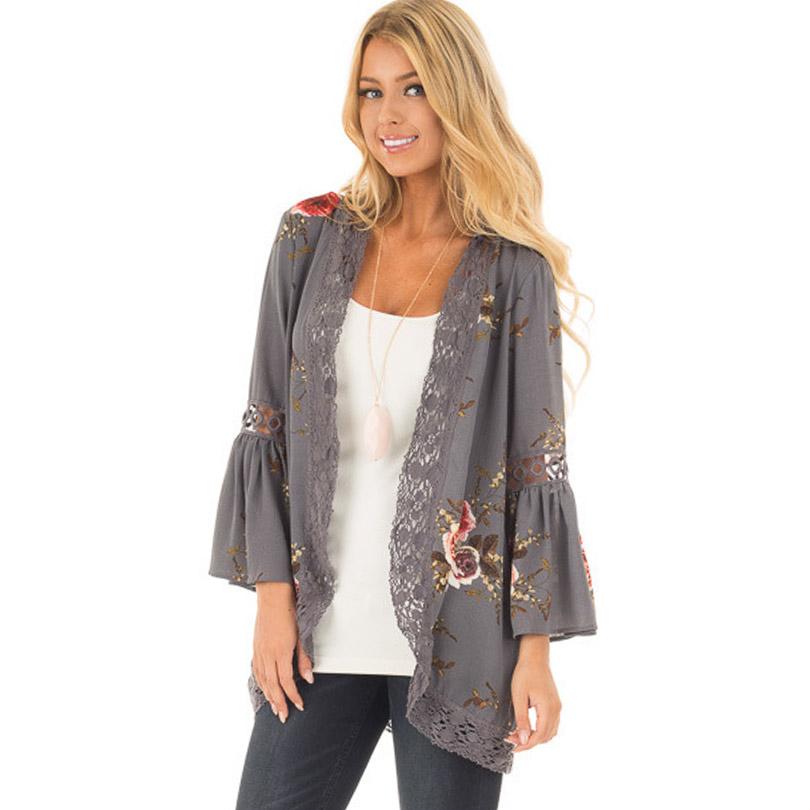 Grey Floral Kimono