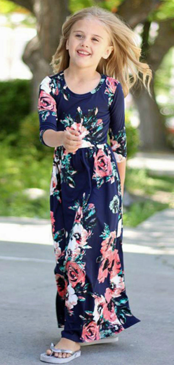 navy floral maxi