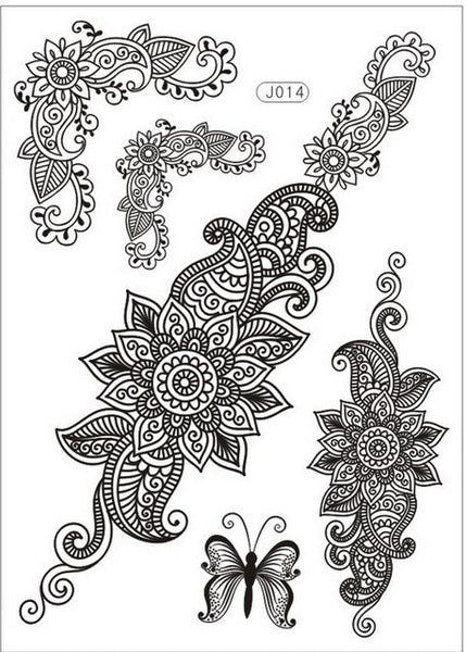 1piece body painting white black henna tattoo fake new 