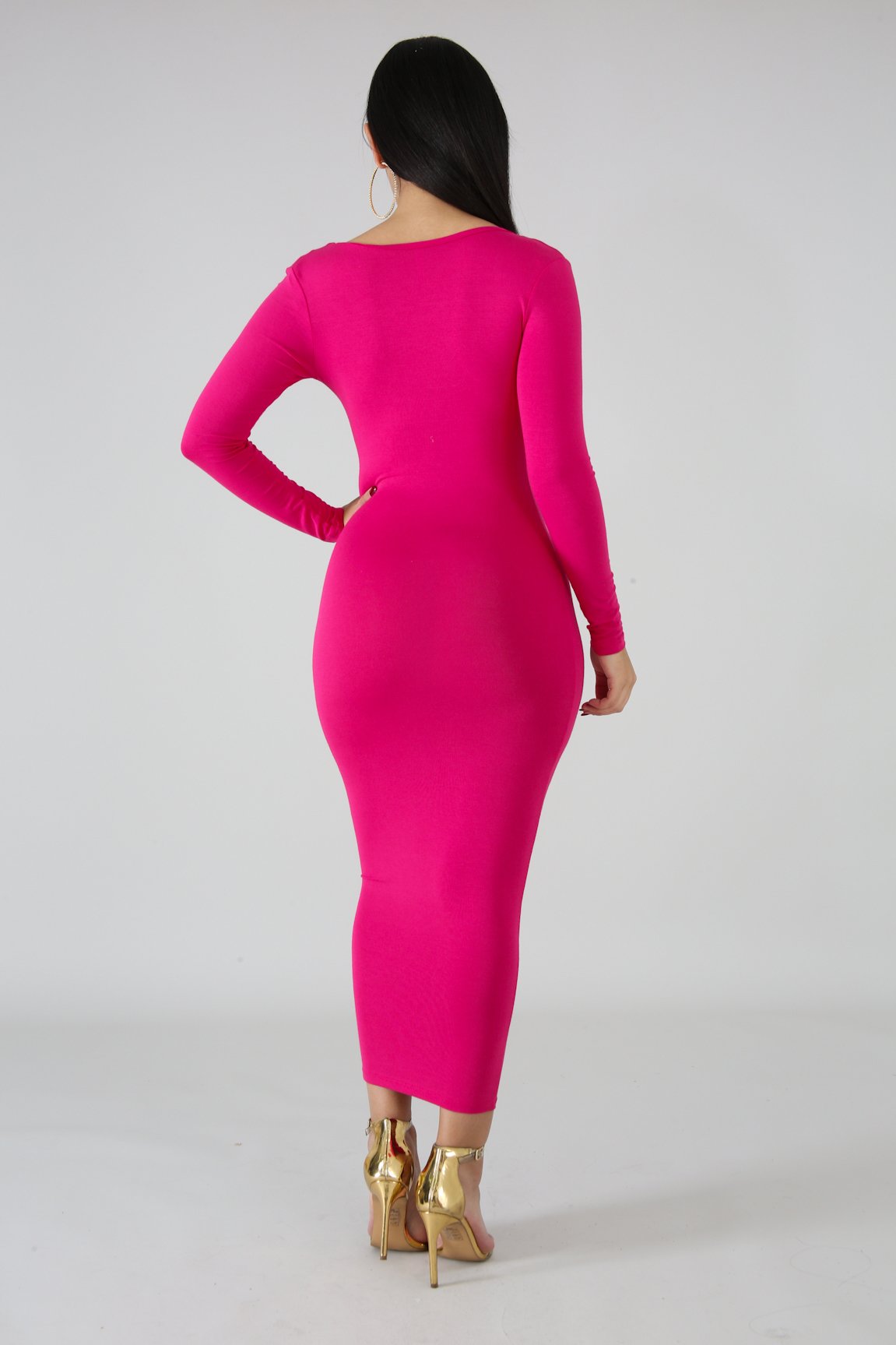 Pink Basic Knit Bodycon Midi Dress – STAR GAL STYLES
