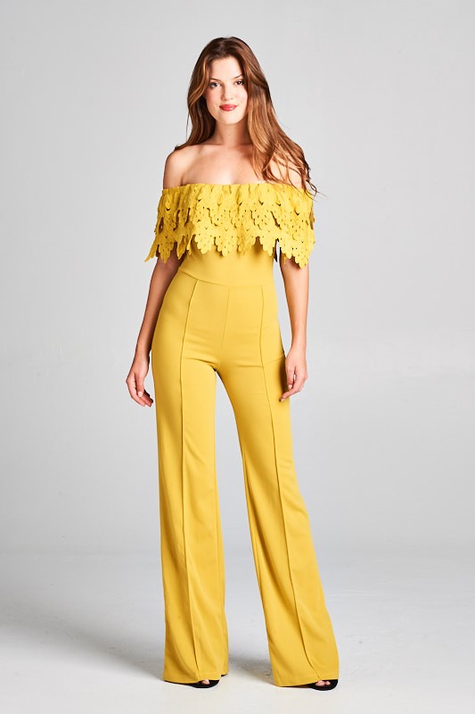 mustard colored jumpsuit