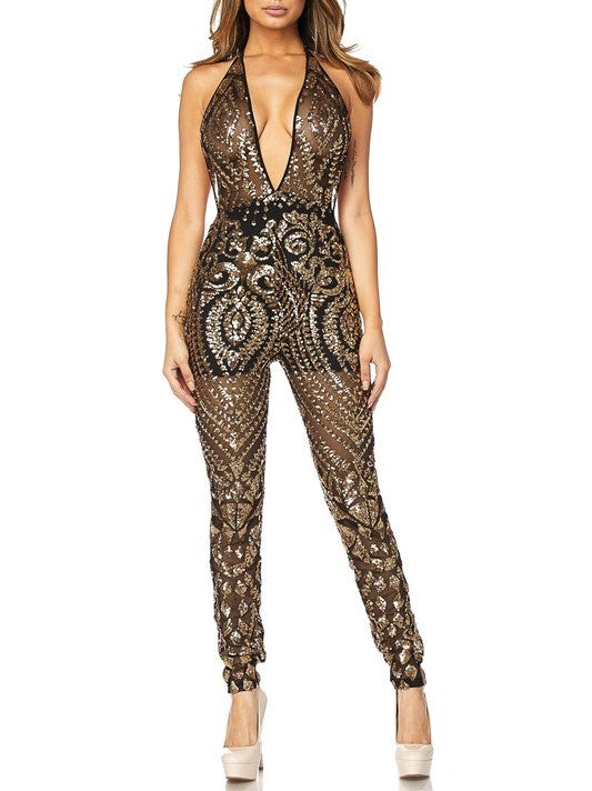 black and gold jumpsuit