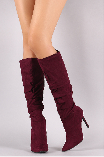 Gloria Burgundy Red Slouchy Knee High Boots – STAR GAL STYLES