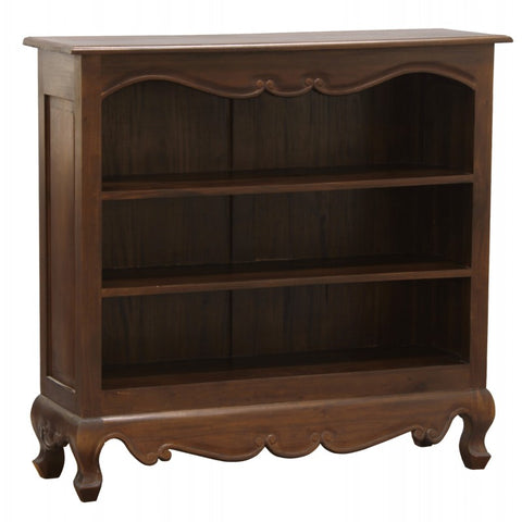 Queen Anna Solid Teak Wood Timber French Lowline Bookcase