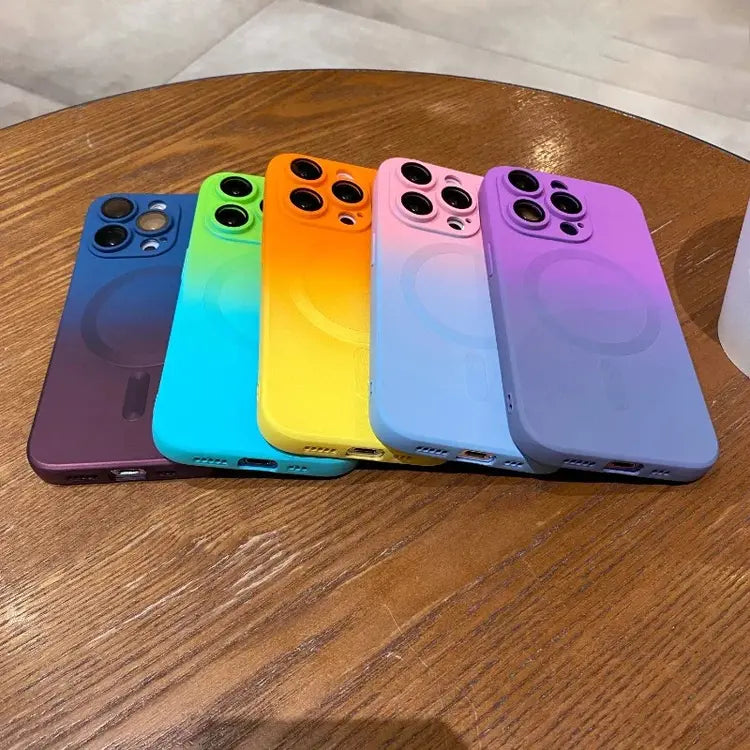 iPhone 11 Pro Max Color Fusion Magsafe Supported Liquid Silicon Case With Built-in Camera Lens