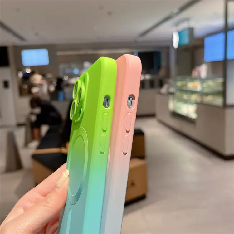 iPhone 11 Pro Color Fusion Magsafe Supported Liquid Silicon Case With Built-in Camera Lens