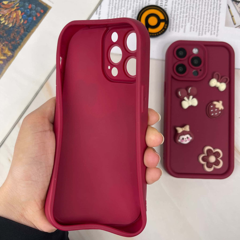 iPhone 11 Pro Cute 3D Cherry Flower icons silicon Case