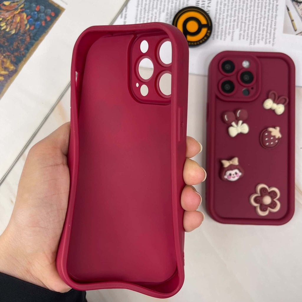 Redmi Note 12 Cute 3D Cherry Flower Icons Silicon Case