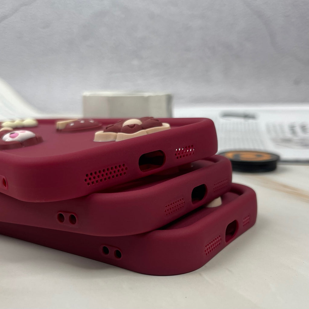 iPhone 11 Pro Cute 3D Cherry Flower icons silicon Case