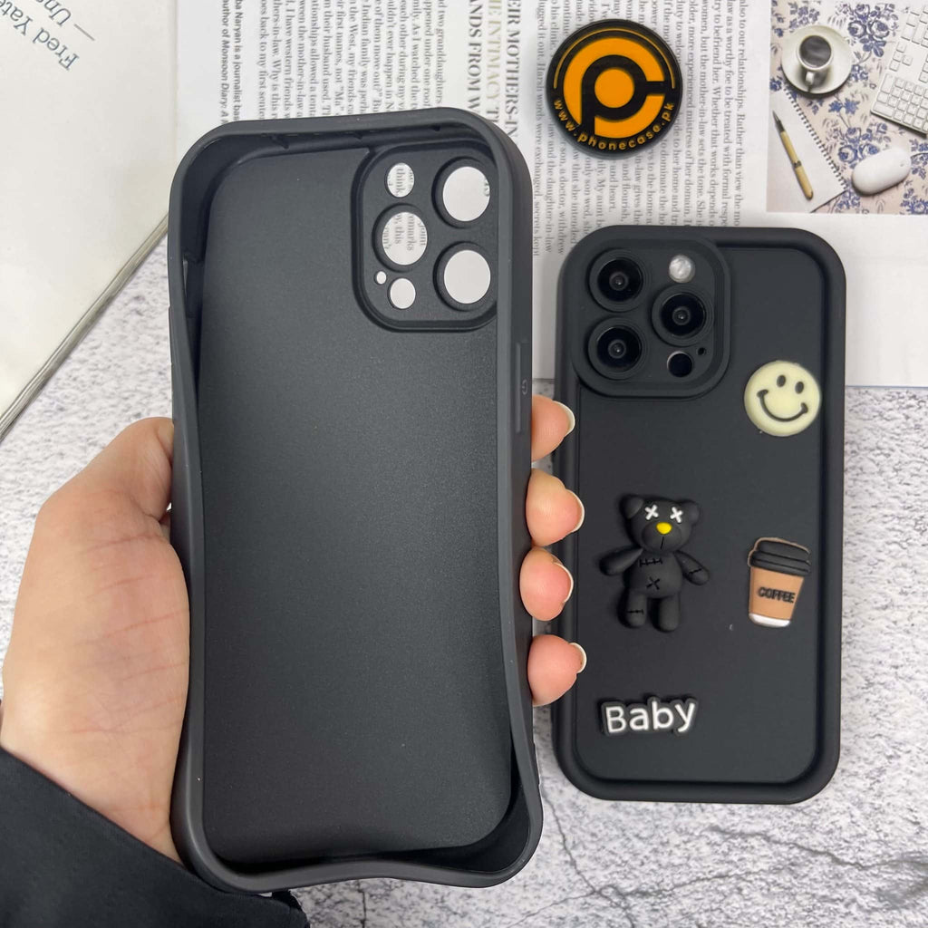 Galaxy A05s Cute 3D Black Bear Icons Liquid Silicon Case