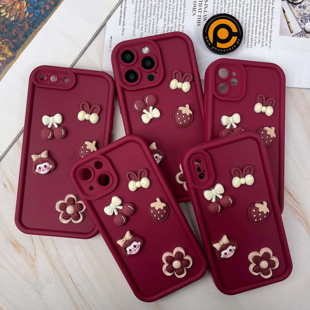 Galaxy A14 4G/5G Cute 3D Cherry Flower Icons Silicon Case