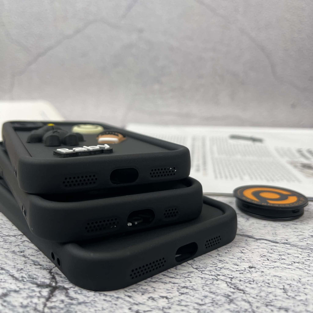 iPhone 13 Pro Max Cute 3D Black Bear Icons Liquid Silicon Case