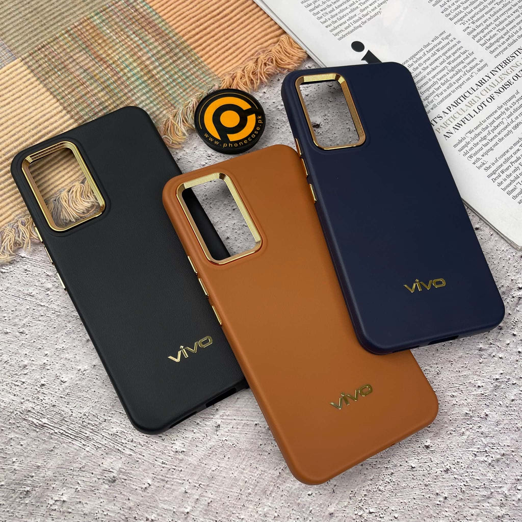 Vivo V23E Premium Dual layer Leather Feel Electroplated Case