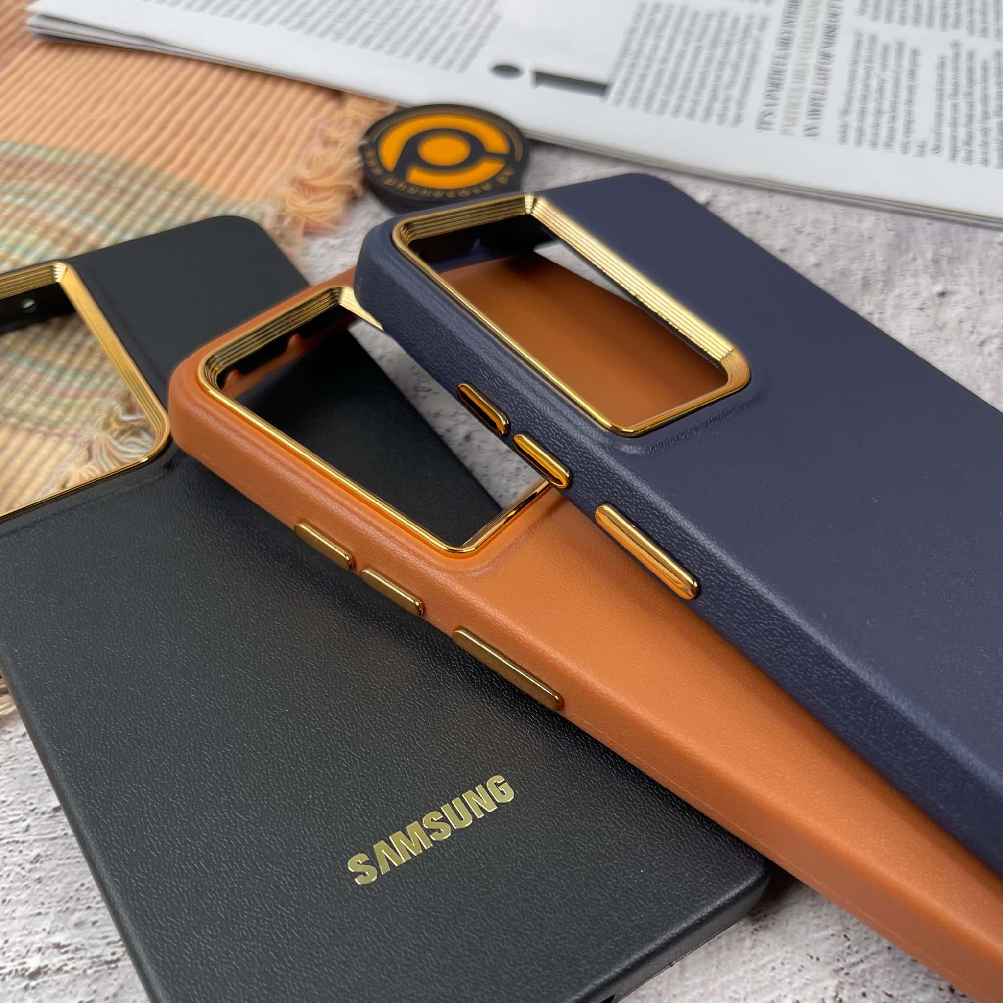 Galaxy A33 Premium Dual layer Leather Feel Electroplated Case