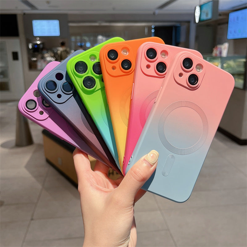 iPhone 11 Color Fusion Magsafe Supported Liquid Silicon Case With Built-in Camera Lens