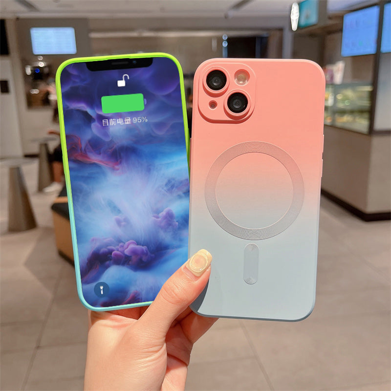 iPhone 11 Color Fusion Magsafe Supported Liquid Silicon Case With Built-in Camera Lens
