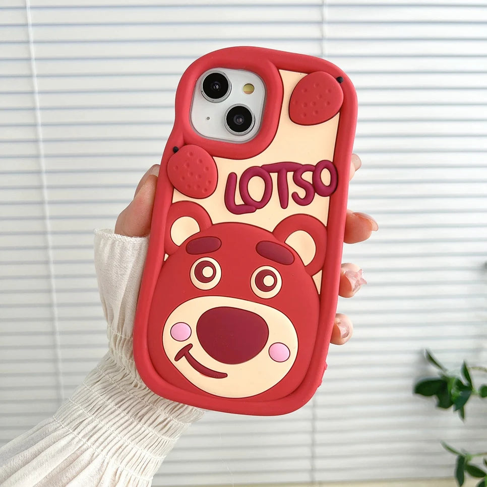 iPhone 15 Pro Max Cute Cartoon 3D Bear Silicone Case