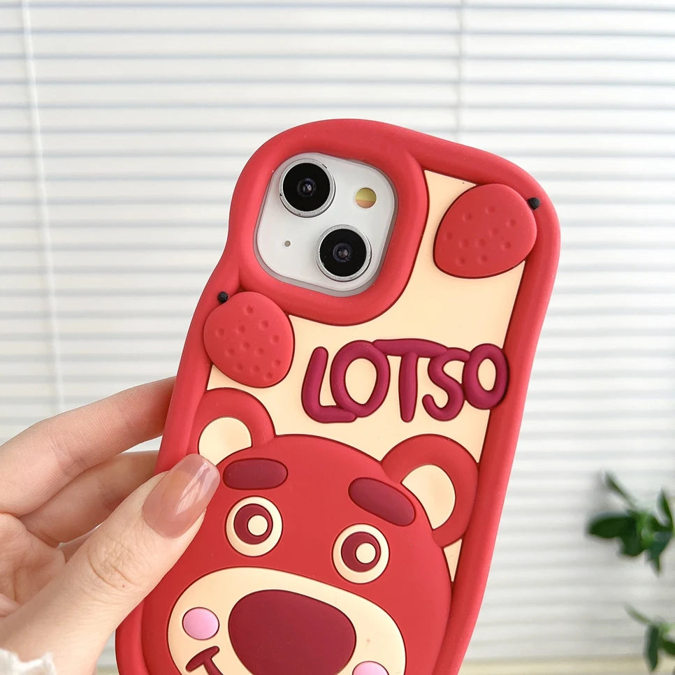 iPhone 15 Pro Max Cute Cartoon 3D Bear Silicone Case