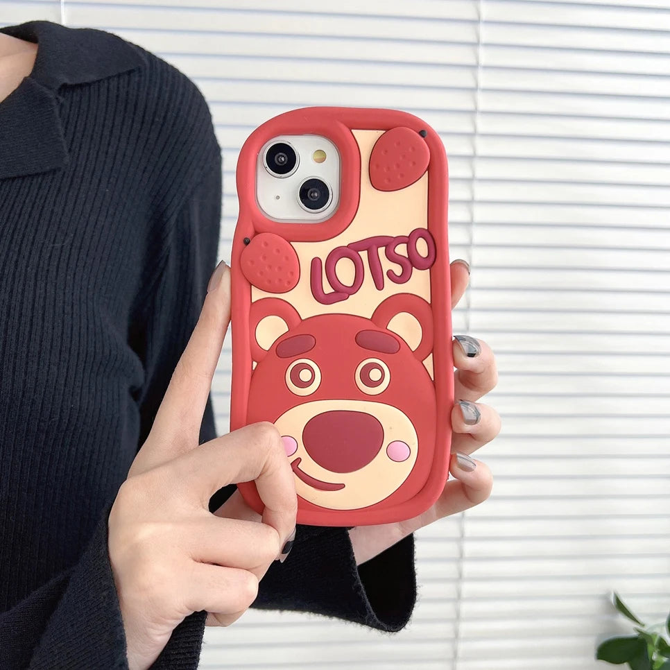 iPhone 15 Pro Max Cute Cartoon 3D Bear Silicone Case