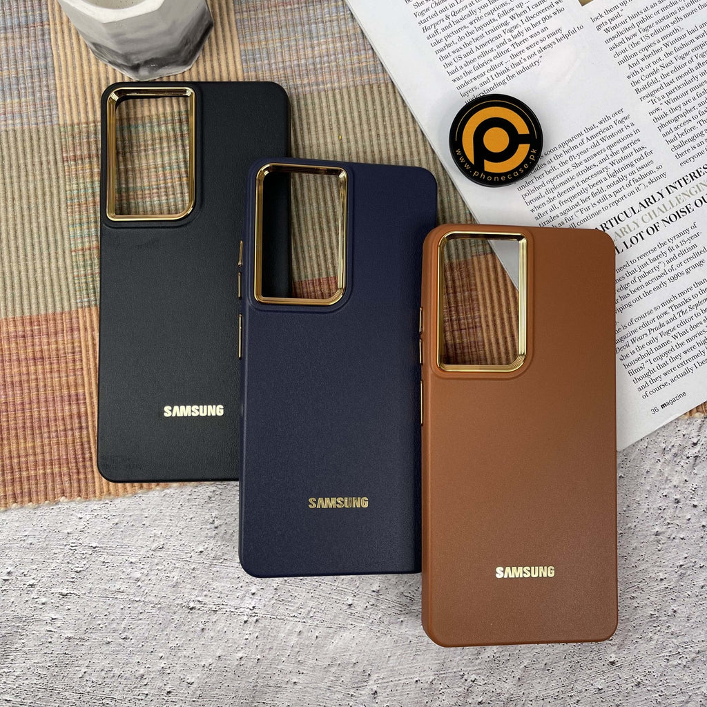 Galaxy S21 Ultra Premium Dual layer Leather Feel Electroplated Case