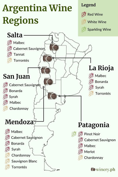 map of argentina wine regions and key wine varieties