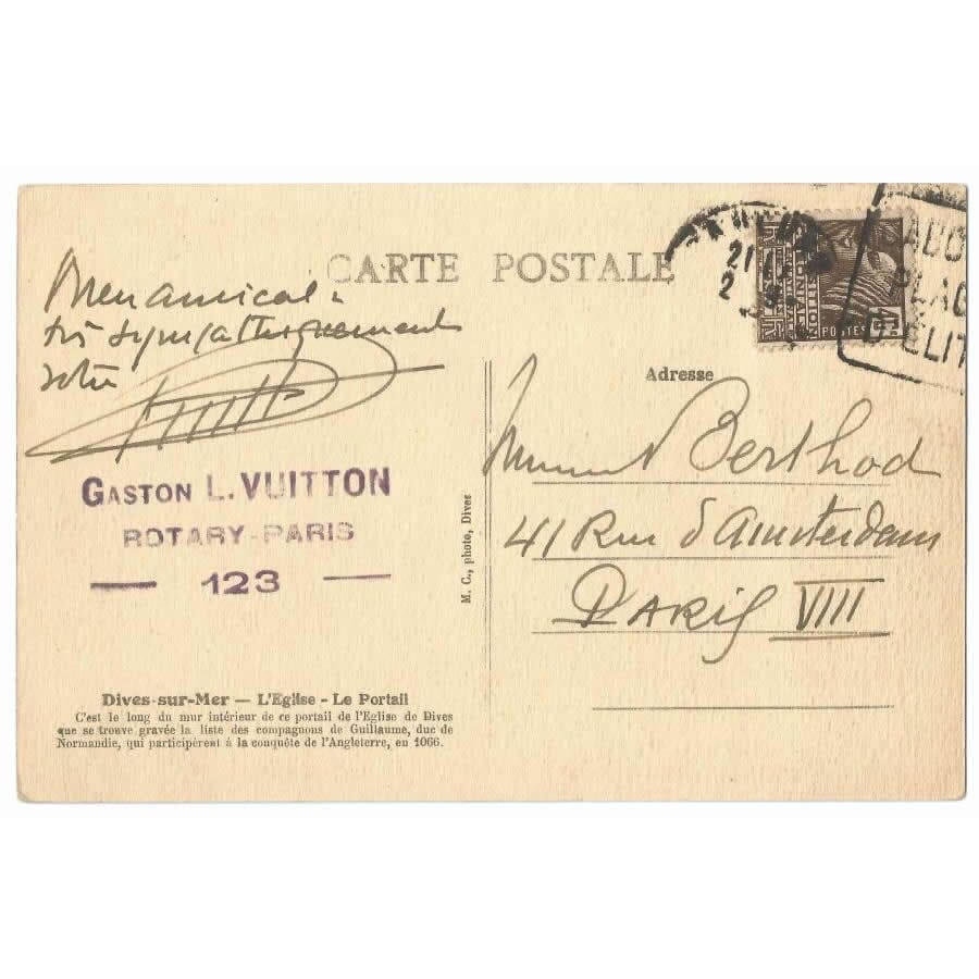 Postal manuscrito de Gaston Louis Vuitton – Glórias 