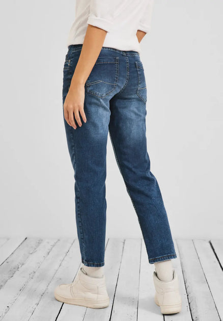 Cecil Scarlett mid blue used wash - Mellanblå ankellånga jeans ...