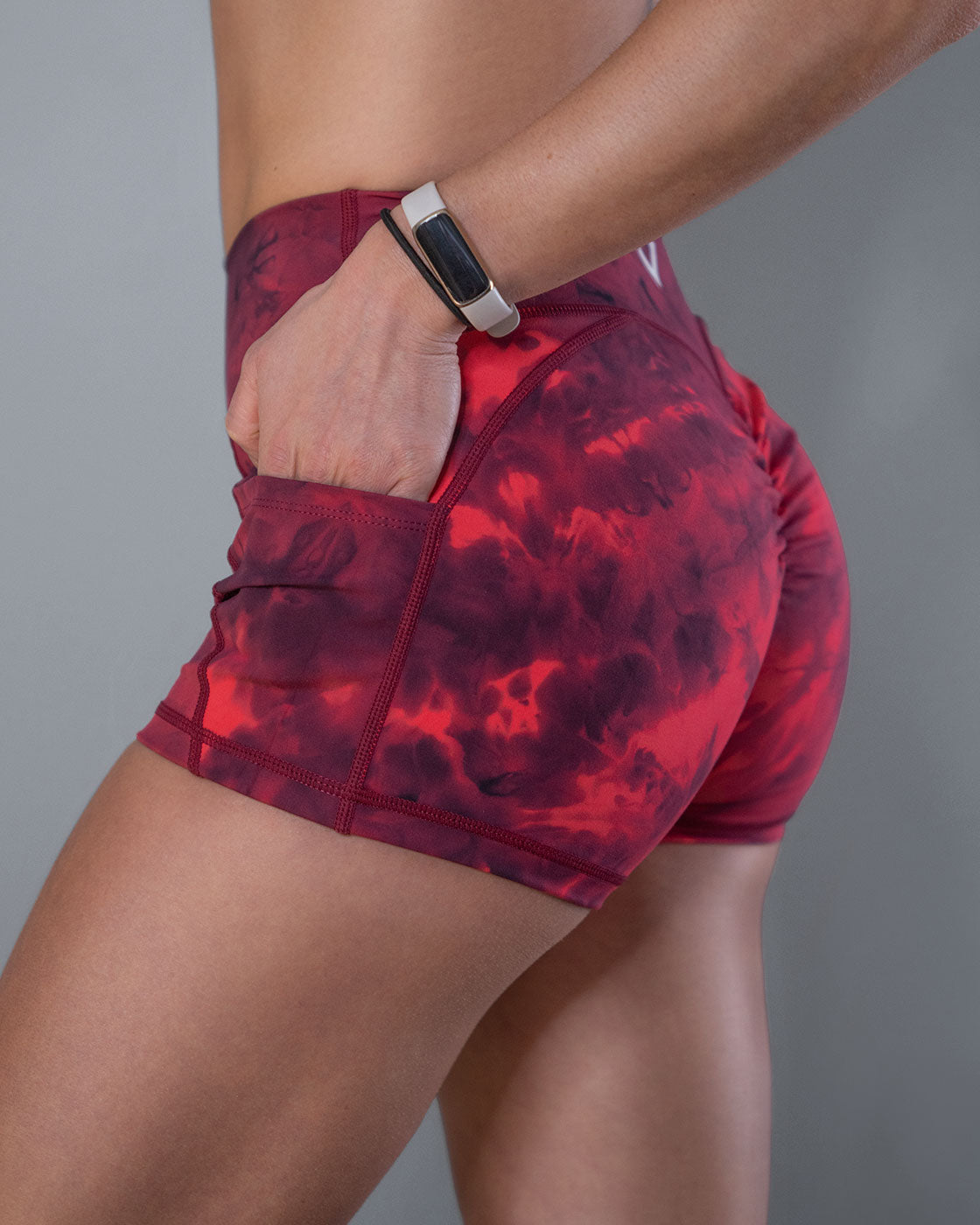 Image of Luxe Red Tie Dye Pocket Shorts