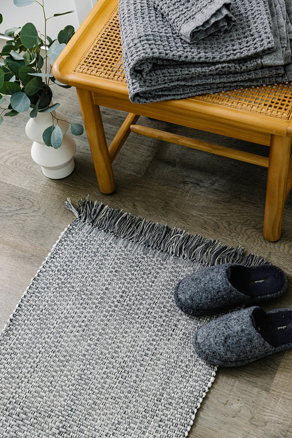 Azulina Home - Arena Door/Bath Mat, Woven Outdoor Rug - Fique - Grey + Non-Slip Rug Pad ($10)