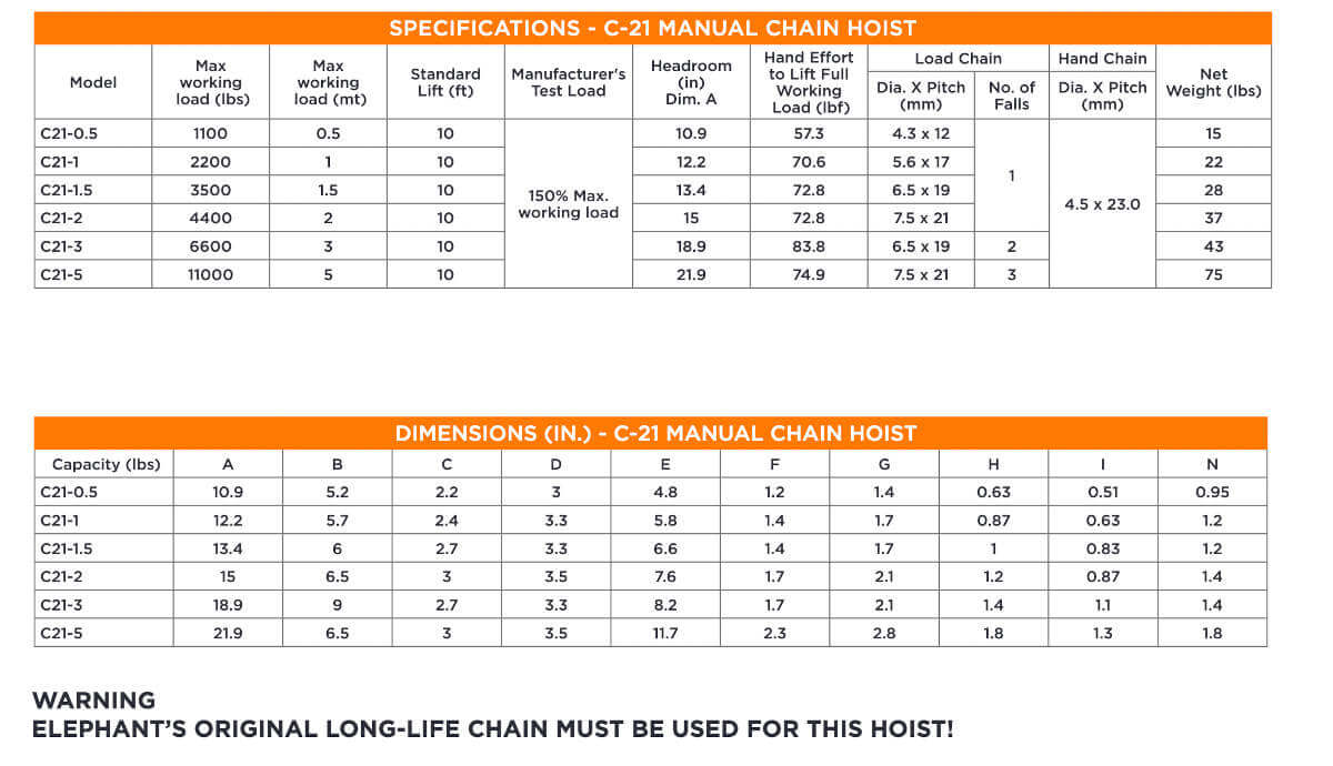 C-21 Elephant Lifting Chain Hand 