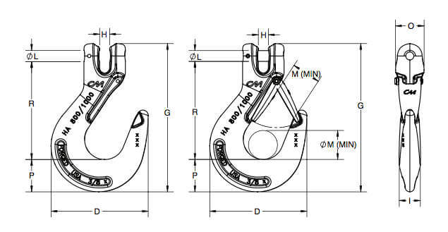 Clevis Sling Hook Diagram Grade 100 CM