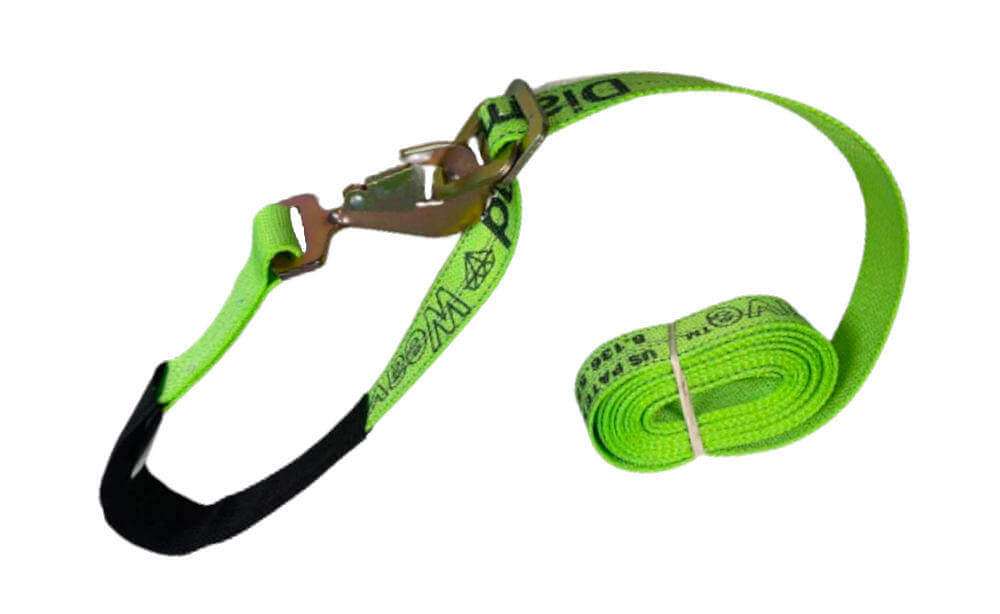 Hi-Vis Green Twisted Snap Hook Axle Strap Diamond Weave