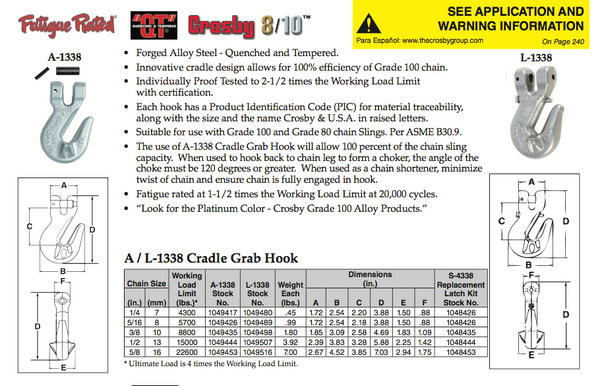 11 Ton Crosby® 3322B Anti-Friction Alloy Swivel Hook w/ Latch – Baremotion