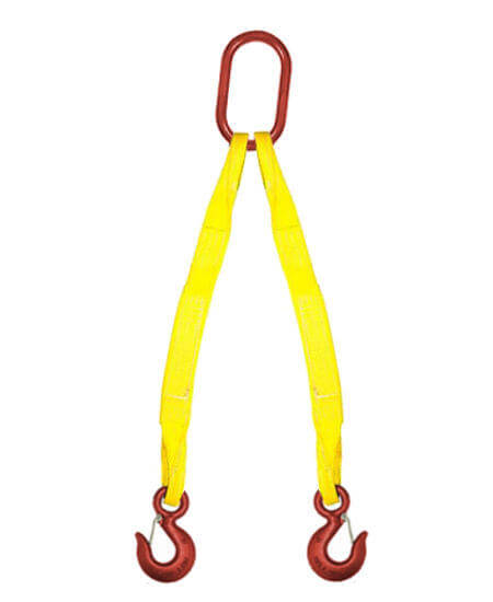 2 Double Leg Polyester Web Bridle Sling 2-Ply with Sling Hooks