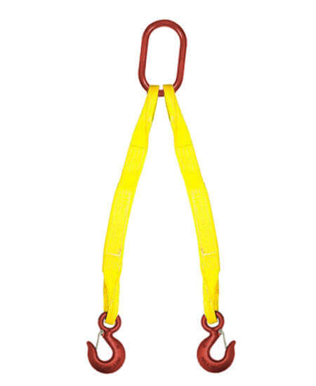 2 Double Leg Polyester Web Bridle Sling 2-Ply with Sling Hooks – Baremotion