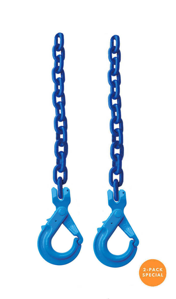 1/2 Grade 100 Safety Chain w/ Clevis Sling Hook (2-Pack)