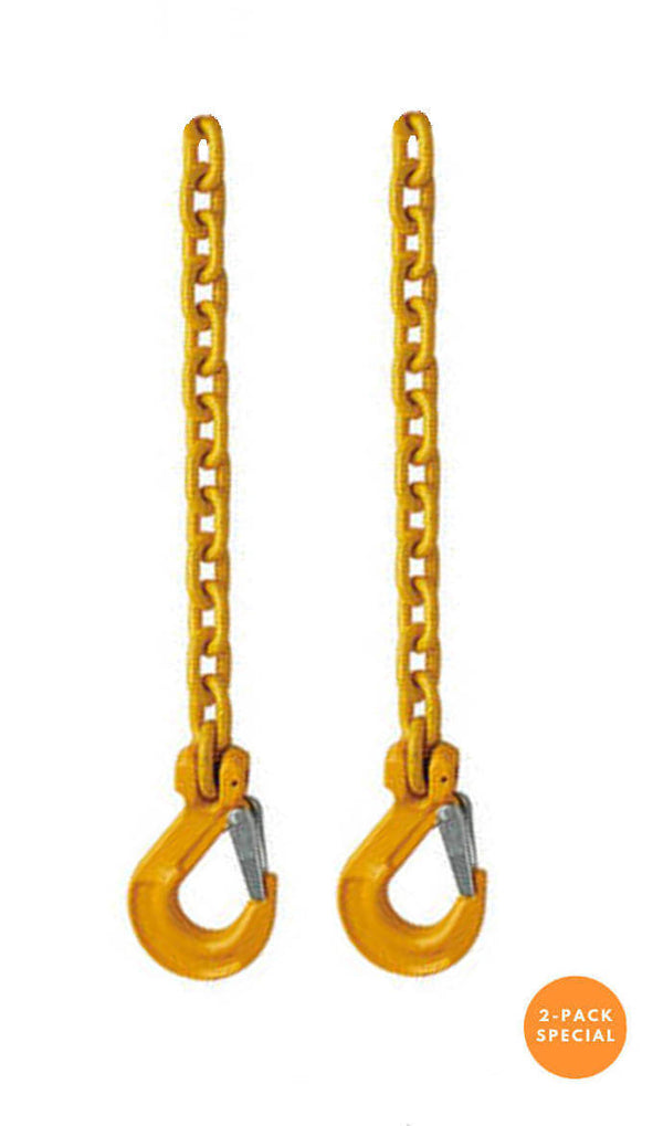 1/2 Grade 100 Safety Chain w/ Clevis Sling Hook (2-Pack) – Baremotion