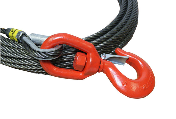  VULCAN Extension Winch Cable - Swivel Hook and Eye - Fiber Core  - 3/8 Inch x 75 Foot - 12,000 Lbs. Minimum Breaking Strength : Automotive
