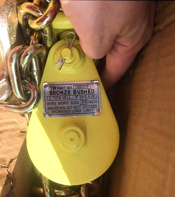 2 Ton 3 Sheave Snatch Block with Shackle and Chain Anchor