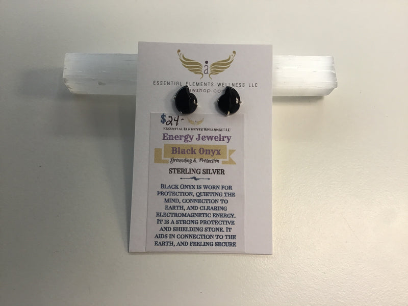 Black onyx sterling silver earrings