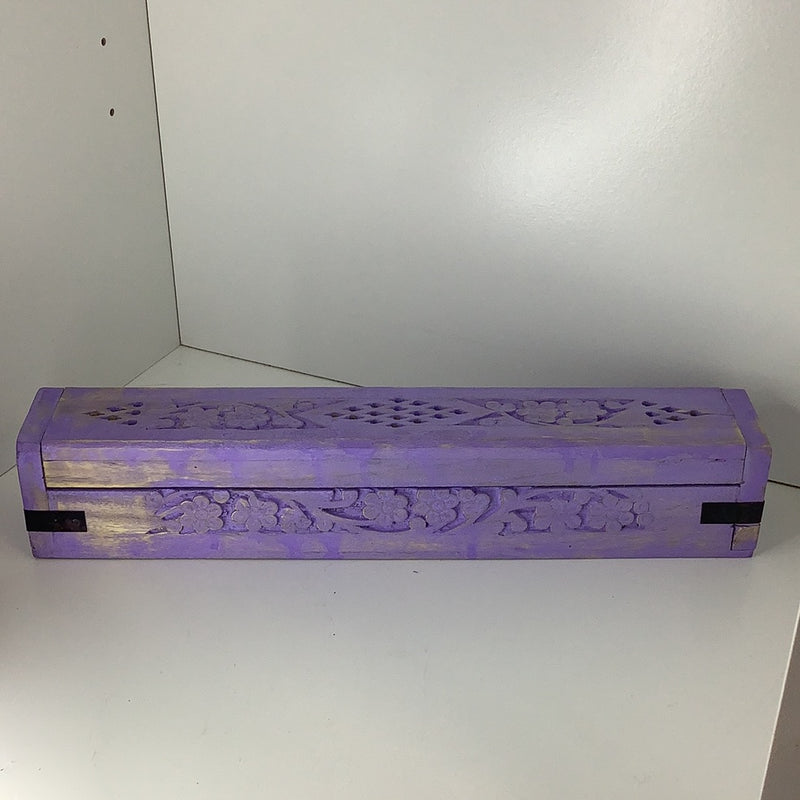 Purple Celestial Wooden Incense Burner Box Triple Moon, Incense Storag – My  Magic Place Shop