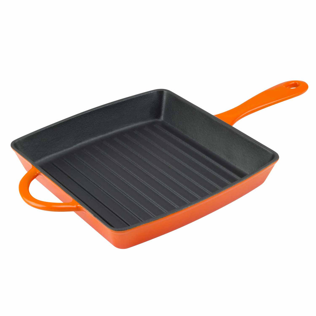 10 Inch Square Enamel Cast Iron Griddle Stovetop Grill Pan Zelancio Com   Cast Iron Grill Pan Orange 4 1500 1024x1024 