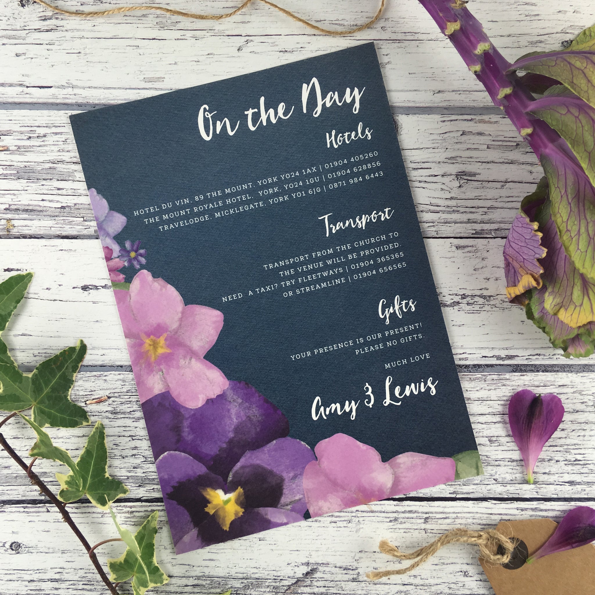 Midnight Country Garden Wedding Invitation Newport Street