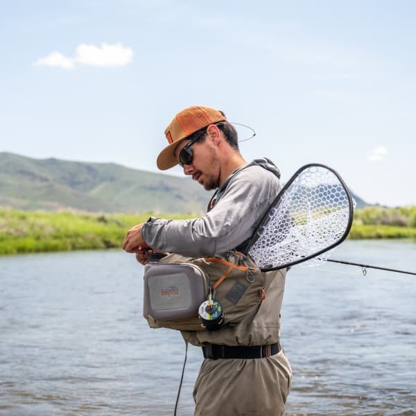 NCN 816332016240 Fishpond Nomad Canyon Fly Fishing Net Standing In River Square In The Wild